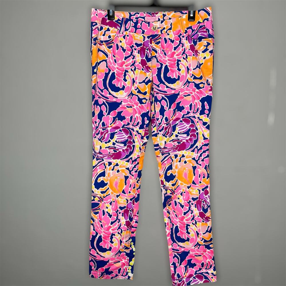 Lilly Pulitzer Callahan Chino Pants 8 Women Catch & Release Straight Beach Twill
